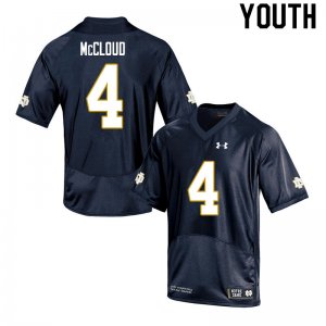 Notre Dame Fighting Irish Youth Nick McCloud #4 Navy Under Armour Authentic Stitched College NCAA Football Jersey WOP5199YP